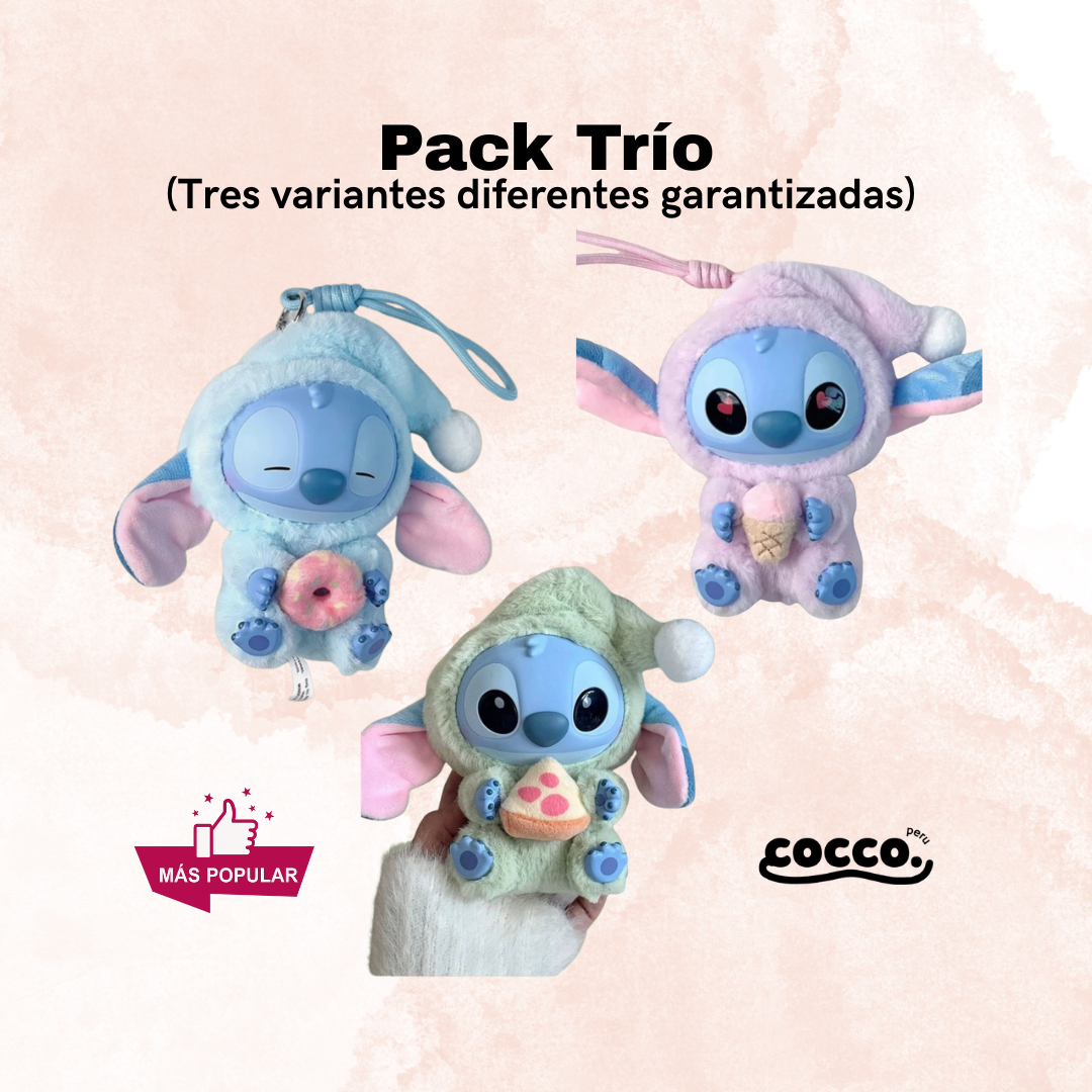 PACK 3 X 100 STITCH LABUBU + 1 CLIP HAWAIANO GRATIS🎁💘