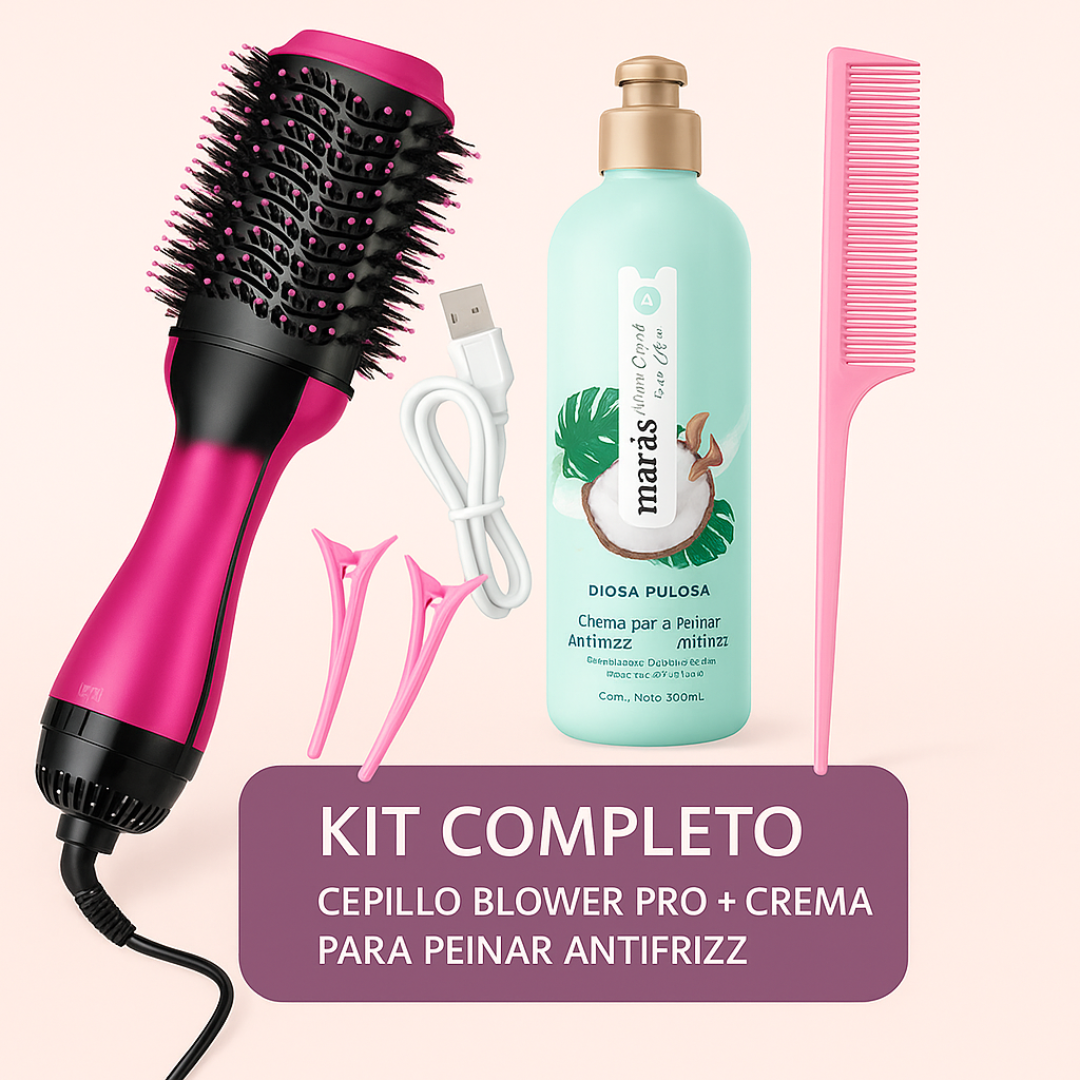 Cepillo Alisador Pro 3 en 1 + Crema para peinar Antifrizz Gratis🎁🥥💘